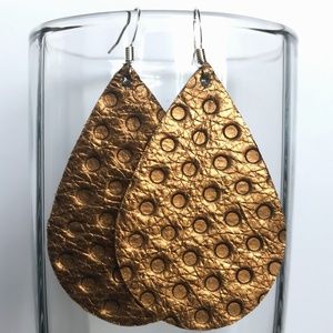Bronze Polkadot Leather Earrings